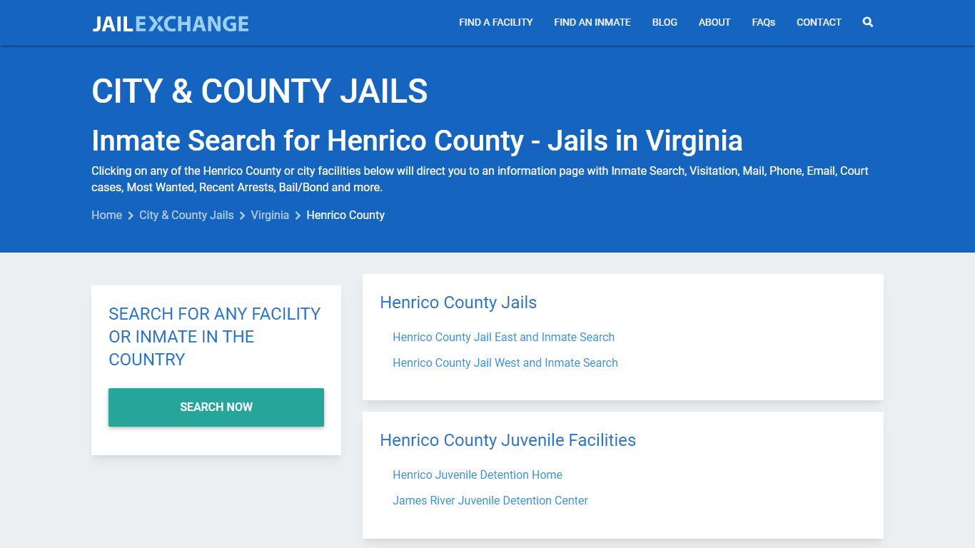 Inmate Search for Henrico County | Jails in Virginia - Jail Exchange